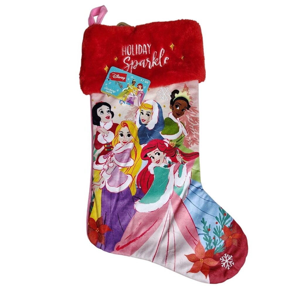 Ruz Disney Princess Holiday Sparkle 18 inch Embroidered Plush Christmas Stocking